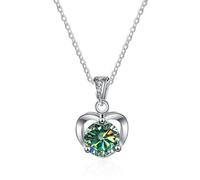 JZWCHQ Decoraciones Accesorios Collares de corazón para Mujeres, Collar de Diamantes moissanite 1ct Collares Colgantes de moissanite Color Azul Verde Rosa, joyería s Hermosa