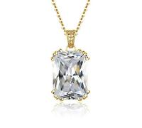 JZWCHQ Diamond Gemstone Pendants Collares para Mujeres 925 Sterling Sliver Square Wedding Joyería Femenina
