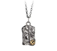 JZWCHQ Dos Tono 925 Sterling Sile SILINE Runas Collar Colgante con Martillo con vibración Vegvisir para Hombres Mujeres de 60 cm Cadena
