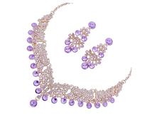 JZWCHQ Elegante conjunto de collar y pendientes de boda con diamantes de imitación para mujeres para fiestas y ocasiones especiales, impresionantes cumpleaños, bodas y vacaciones