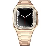 JZWCHQ Estuche de reloj de acero inoxidable con Kit de modificación de correa de banda de vigilancia de la banda de metal de diamantes, para la serie 8 7 6 5 4 SE 40 mm 41 mm 44 mm 45 mm accesorios