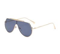 JZWCHQ Gafas de sol de gran tamaño con marco de aleación para hombres y mujeres, Gris dorado, Talla única