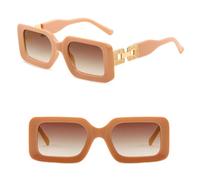 JZWCHQ Gafas de sol retro para mujer y hombre, montura de conexión de diamante, patas de sol para hombre, Beige y rosa, Talla única