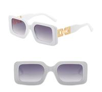 JZWCHQ Gafas de sol retro para mujer y hombre, montura de conexión de diamante, patas de sol para hombre, blanco/gris, Talla única