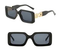 JZWCHQ Gafas de sol retro para mujer y hombre, montura de conexión de diamante, patas de sol para hombre, Black, Talla única