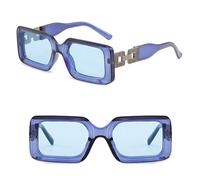 JZWCHQ Gafas de sol retro para mujer y hombre, montura de conexión de diamante, patas de sol para hombre, Blue, Talla única