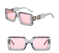 JZWCHQ Gafas de sol retro para mujer y hombre, montura de conexión de diamante, patas de sol para hombre, Gris y rosa, Talla única