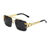 JZWCHQ Gafas de sol vintage sin montura para hombre, estilo steampunk, retro, punk, modernas, estilo retro, Gris dorado, Talla única