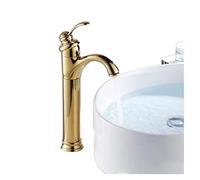 JZWCHQ Grifo alto de estilo retro para lavabo de baño antiguo/dorado/negro aceitado cepillado de latón con una sola manija (dorado)