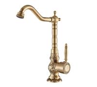 JZWCHQ Grifo de cocina, grifo de baño de baño antiguo montado en la cubierta, grifo de batidora de palanca única, latón antiguo, alto