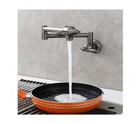 JZWCHQ Grifo, Grifo de Relleno de Marihuana Comercial de Bronce de Cocina montado en la Pared, Grifo de Brazo oscilante el Estiramiento doblado con manijas de un Solo Orificio, Cepillado (Color: IR a