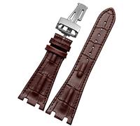 JZWCHQ Hebilla plegable de cuero de cocodrilo 28 mm Banda de reloj para AP 15703 26470SO Royal Oak Offshore Crocodile Sports Watch Strap