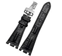 JZWCHQ Hebilla plegable de cuero de cocodrilo 28 mm Banda de reloj para AP 15703 26470SO Royal Oak Offshore Crocodile Sports Watch Strap