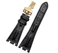 JZWCHQ Hebilla plegable de cuero de cocodrilo 28 mm Banda de reloj para AP 15703 26470SO Royal Oak Offshore Crocodile Sports Watch Strap