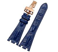 JZWCHQ Hebilla plegable de cuero de cocodrilo 28 mm Banda de reloj para AP 15703 26470SO Royal Oak Offshore Crocodile Sports Watch Strap