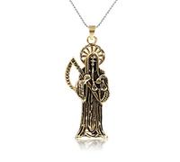 JZWCHQ Hip Hop Vintage Santa Muerte Cráneo Colgante Collar de Oro Acero Inoxidable Hombres y Mujeres Joyería Gótica