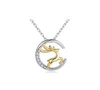 JZWCHQ Joyas/Collares La combinación de Ciervos y Luna para Mujeres, exquisitos Collares Colgantes de clavícula, la Longitud Total es de 15.55 Colgantes para Mujeres