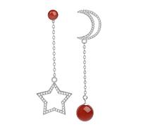 JZWCHQ Joyas de Moda Damas Luxury Elegant Gemstone Pendientes Colgantes Largos Estrellas y Luna Pendientes asimétricos Pendientes de la Fiesta de Moda Damas Pendientes de Alta Gama UI