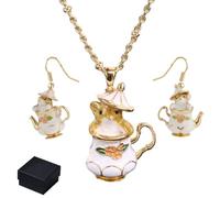 JZWCHQ Joyas de niñas Linda ardilla en el set, arete de ardilla de ardilla de esmalte hecha a mano, aretes de encanto animal delicado/collares colgantes regalos de joyas para mujeres regalos de niñas