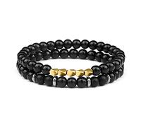 JZWCHQ Joyería 2 PC Onyx Onyx Lava Rock Peads Peads Pave Ball Yoga Tigre Stone Pulsera de calma Mala Mala Joyería