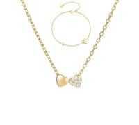 JZWCHQ Joyería 925 Conjunto de joyería para Mujer - Circonita Empalme de Corazones Colgante Collar Ajustable Conjunto de Pulsera, Conjunto de Gargantilla Joyería para Fiesta de Boda Accesorios Joyas