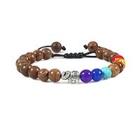 JZWCHQ joyería de piedra natural ojo de tigre 7 brazalete de chakra y brazalete Balance de yoga cuentas de oración pulsera elástica para hombres joyas