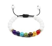 JZWCHQ joyería de piedra natural ojo de tigre 7 brazalete de chakra y brazalete Balance de yoga cuentas de oración pulsera elástica para hombres joyas
