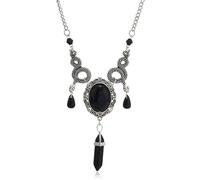 JZWCHQ Joyería Gótica Serpiente, Colgante Negro de Doble Serpientes, Accesorios góticos victorianos para Mujeres, Metal, joyería acrílica para niñas