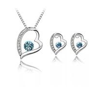 JZWCHQ Juego de joyas de boda 925 Damas Fine Crystal Drop de compromiso Pendientes Collar Collar Conjunto