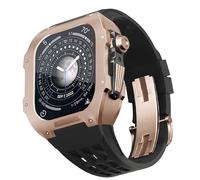 JZWCHQ Kit de correa de goma con bisel de aleación de titanio, para accesorios de repuesto de reloj serie SE/4/5/6, caja de reloj de acero inoxidable, correa de goma, para iWatch de 44 mm, 44MM, A