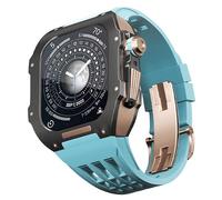 JZWCHQ Kit de correa de goma con bisel de aleación de titanio, para accesorios de repuesto de reloj serie SE/4/5/6, caja de reloj de acero inoxidable, correa de goma, para iWatch de 44 mm, 44MM, A