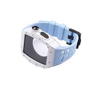 JZWCHQ Kit de modificación de acero inoxidable de lujo para 8 7 6 5 4 SE Correa de modificación para la serie IWatch 41 mm 45 mm 40 44 mm Baube de goma