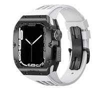 JZWCHQ Kit de modificación de banda de reloj de lujo para 8 7 6 5 4 SE 44 mm 45 mm ， Titanium Alean Bisel Marco de goma Marco de goma Correa