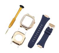 JZWCHQ Kit de modificación de la correa de la caja de reloj de acero inoxidable, para la banda 9 8 7 6 5 4 SE 44 mm 41 mm 45 mm Serie Reloj Reemplazar la caja de metal de la correa de silicona