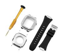 JZWCHQ Kit de modificación de la correa de la caja de reloj de acero inoxidable, para la banda 9 8 7 6 5 4 SE 44 mm 41 mm 45 mm Serie Reloj Reemplazar la caja de metal de la correa de silicona