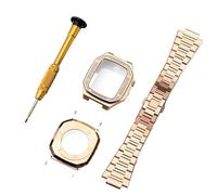 JZWCHQ Kit de modificación de la correa de la caja de reloj de acero inoxidable, para la banda 9 8 7 6 5 4 SE 44 mm 41 mm 45 mm Serie Reloj Reemplazar la caja de metal de la correa de silicona