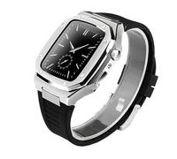 JZWCHQ Kit de modificación de la correa de la caja de reloj de acero inoxidable, para la banda 9 8 7 6 5 4 SE 44 mm 41 mm 45 mm Serie Reloj Reemplazar la caja de metal de la correa de silicona