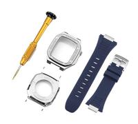 JZWCHQ Kit de modificación de la correa de la caja de reloj de acero inoxidable, para la banda 9 8 7 6 5 4 SE 44 mm 41 mm 45 mm Serie Reloj Reemplazar la caja de metal de la correa de silicona