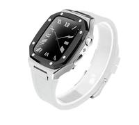 JZWCHQ Kit de modificación de la correa de la caja de reloj de acero inoxidable, para la banda 9 8 7 6 5 4 SE 44 mm 41 mm 45 mm Serie Reloj Reemplazar la caja de metal de la correa de silicona