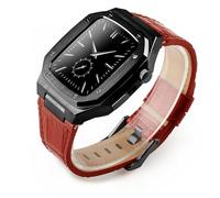 JZWCHQ Kit de modificación de lujo Caja de metal+Correa de cuero para banda de 44 mm de 45 mm Banda de reloj de brazalete para iWatch7 6 SE 45 mm Correas