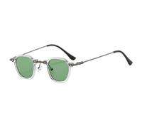 JZWCHQ Kleine quadratische Sonnenbrille zum Fahren, Sonnenbrille für Damen und Herren, Metallrahmen, UV400-Schutz, C5 Grün transparente, Talla única