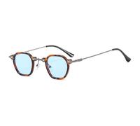 JZWCHQ Kleine quadratische Sonnenbrille zum Fahren, Sonnenbrille für Damen und Herren, Metallrahmen, UV400-Schutz, C8 Demi Blau, Talla única