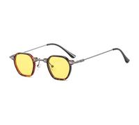 JZWCHQ Kleine quadratische Sonnenbrille zum Fahren, Sonnenbrille für Damen und Herren, Metallrahmen, UV400-Schutz, C7 Halbgelb, Talla única