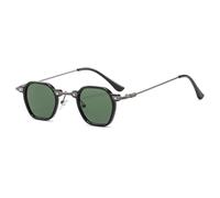 JZWCHQ Kleine quadratische Sonnenbrille zum Fahren, Sonnenbrille für Damen und Herren, Metallrahmen, UV400-Schutz, C2 Schwarz Grün, Talla única