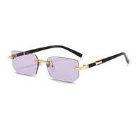 JZWCHQ Lentes de sol de moda punk sin montura para hombres y mujeres 2024, lentes de sol vintage UV400, Purple, Talla única