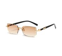 JZWCHQ Lentes de sol de moda punk sin montura para hombres y mujeres 2024, lentes de sol vintage UV400, té, Talla única
