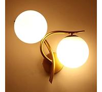 JZWCHQ Luces de Pared nórdicas Doradas 2 Luces Apliques de Mediano Siglo lámpara de Pared Bola de Vidrio Loft e27 Accesorio de iluminación de Pared para dormitorios decoración del Hotel en el hogar
