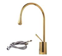 JZWCHQ Manjas de agua de láminas de marrón de latón de baño Mangueras de suministro de agua de rotación de 360 grados de rotación de 360 grados grifo alto Taple solo manija de color negro-B: