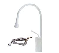 JZWCHQ Manjas de agua de láminas de marrón de latón de baño Mangueras de suministro de agua de rotación de 360 grados de rotación de 360 grados grifo alto Taple solo manija de color negro-B: