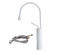 JZWCHQ Manjas de agua de láminas de marrón de latón de baño Mangueras de suministro de agua de rotación de 360 grados de rotación de 360 grados grifo alto Taple solo manija de color negro-B: